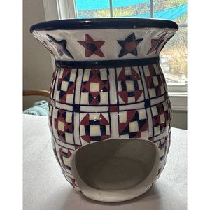 PARTYLITE TART WARMER AMERICANA QUILT RED WHITE BLUE PATRIOTIC HOLIDAY STARS